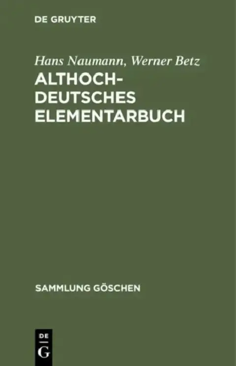 Cover of Althochdeutsches Elementarbuch