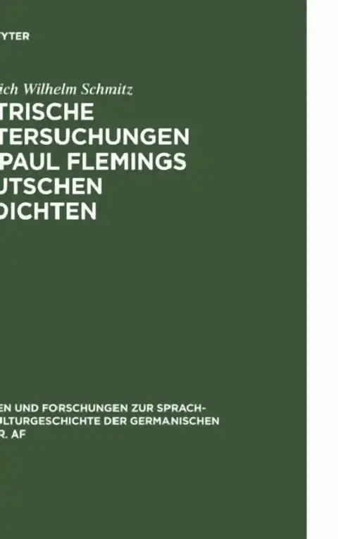Cover of Metrische Untersuchungen Zu Paul Flemings Deutschen Gedichten