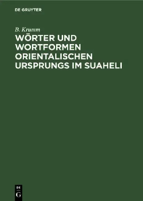 Cover of Wörter Und Wortformen Orientalischen Ursprungs Im Suaheli