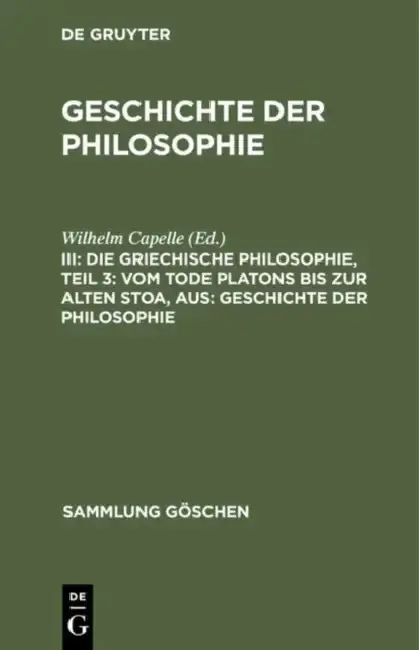 Cover of Die Griechische Philosophie, Teil 3