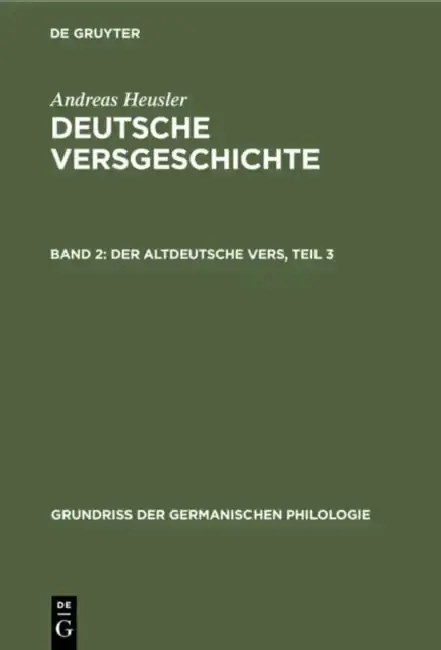 Cover of Der Altdeutsche Vers, Teil 3