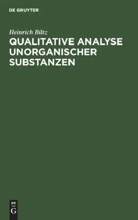 Cover of Qualitative Analyse Anorganischer Substanzen