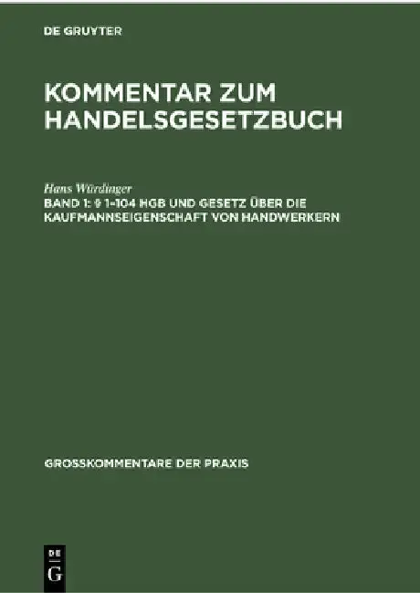 Cover of § 1-104 Hgb Und Gesetz Über Die Kaufmannseigenschaft Von Handwerkern