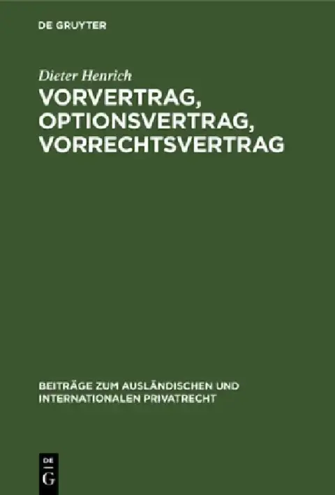 Cover of Vorvertrag, Optionsvertrag, Vorrechtsvertrag