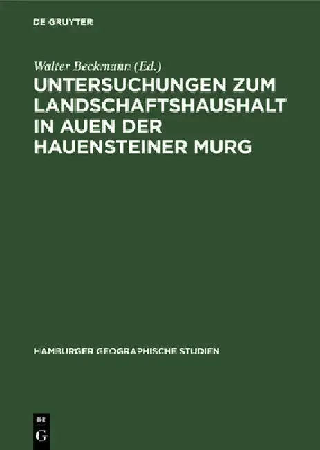 Cover of Untersuchungen Zum Landschaftshaushalt in Auen Der Hauensteiner Murg