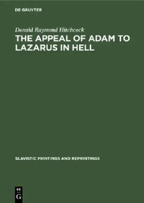 Cover of The Appeal of Adam to Lazarus in Hell
