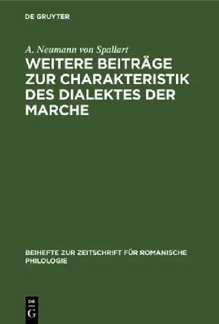Cover of Weitere Beiträge Zur Charakteristik Des Dialektes Der Marche