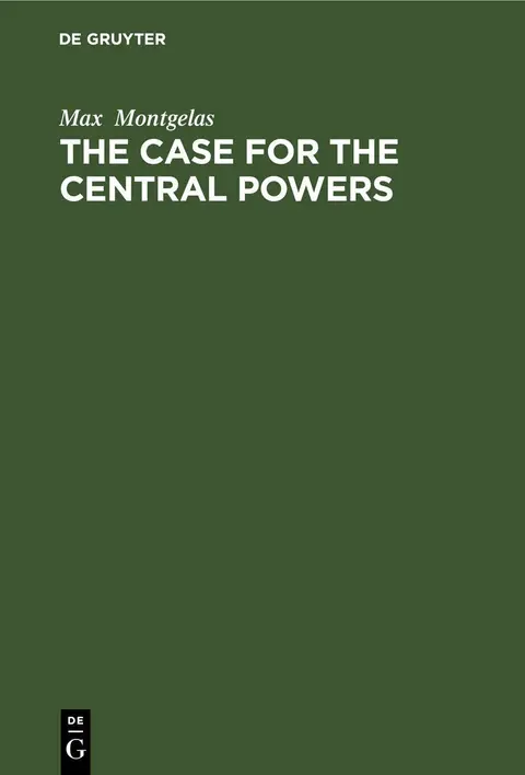 Cover of The Case for the Central Powers