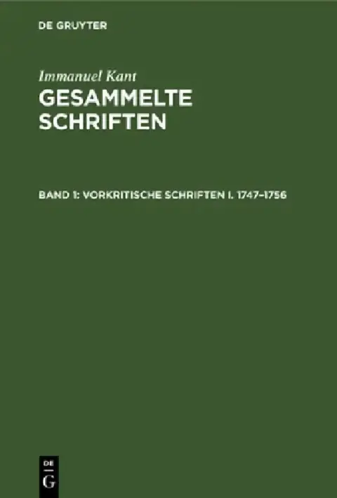 Cover of Vorkritische Schriften I. 1747-1756