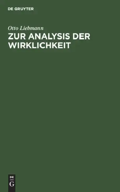 Cover of Zur Analysis Der Wirklichkeit