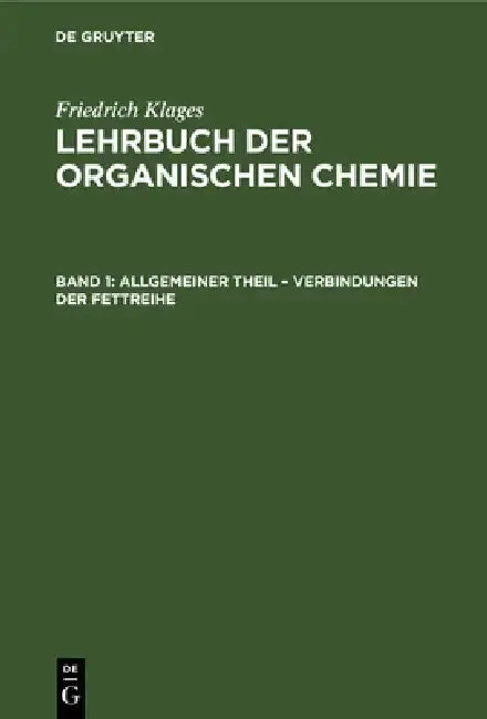 Cover of Allgemeiner Theil - Verbindungen Der Fettreihe