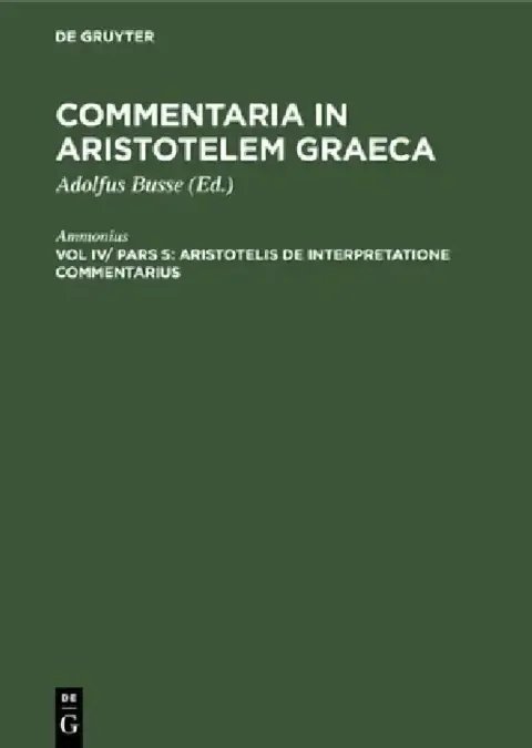 Cover of Aristotelis de Interpretatione Commentarius