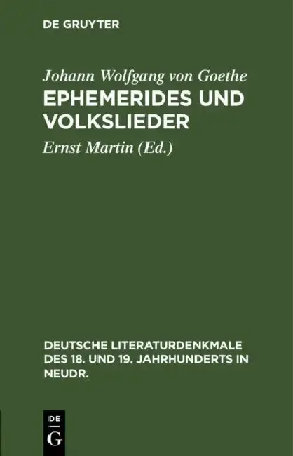 Cover of Ephemerides Und Volkslieder