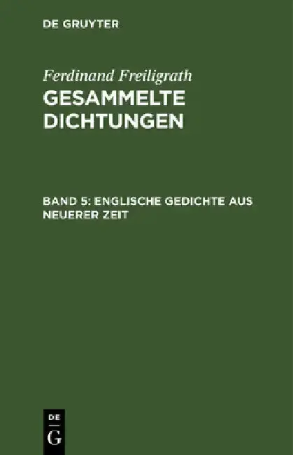 Cover of Englische Gedichte Aus Neuerer Zeit