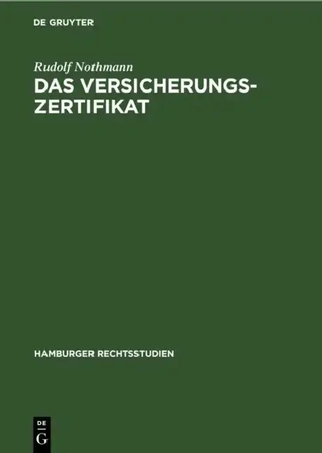 Cover of Das Versicherungs-Zertifikat