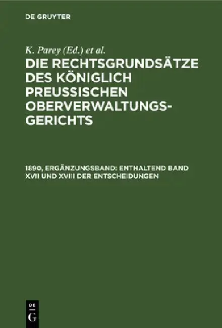 Cover of Enthaltend Band XVII Und XVIII Der Entscheidungen