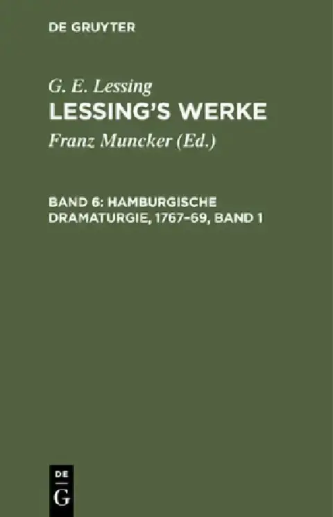 Cover of Hamburgische Dramaturgie, 1767-69, Band 1