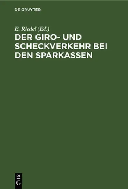 Cover of Der Giro- Und Scheckverkehr Bei Den Sparkassen