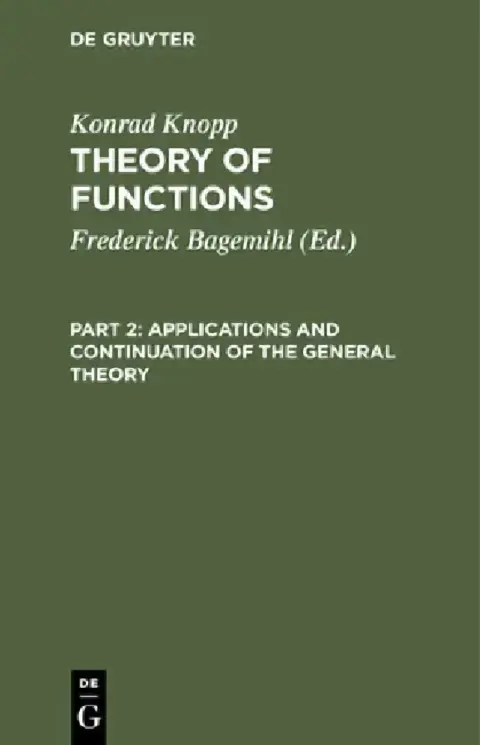 Cover of Applications and Continuation of the General Theory