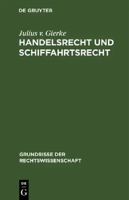 Cover of Handelsrecht Und Schiffahrtsrecht