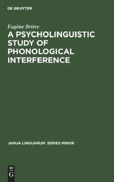 Cover of A Psycholinguistic Study of Phonological Interference
