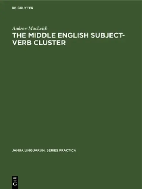 Cover of The Middle English Subject-Verb Cluster