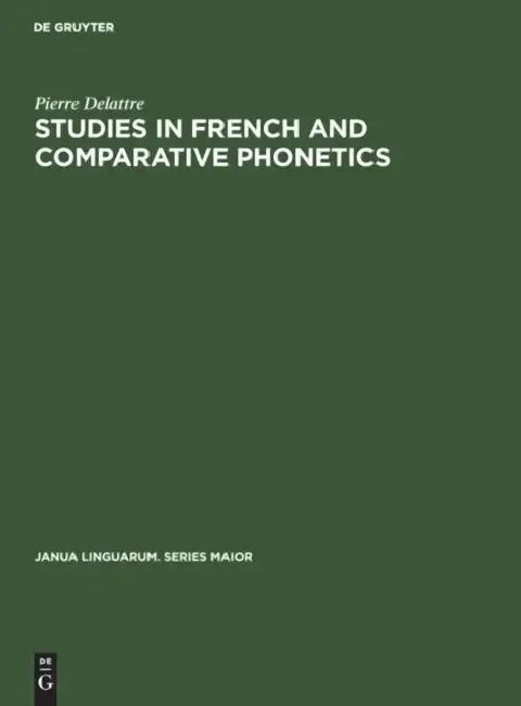 Cover of Studies in French and Comparative Phonetics