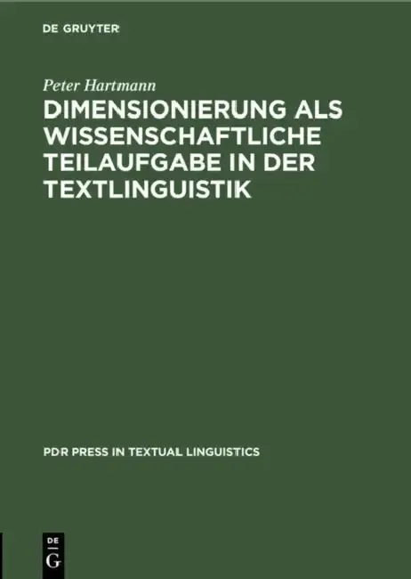 Cover of Dimensionierung ALS Wissenschaftliche Teilaufgabe in Der Textlinguistik