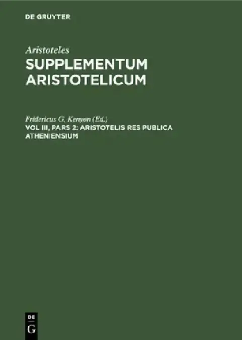Cover of Aristotelis Res Publica Atheniensium