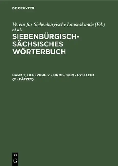 Cover of (Einmischen - Eystach). (F - Fätzes)