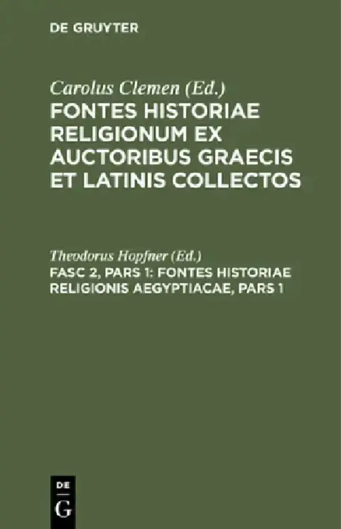 Cover of Fontes Historiae Religionis Aegyptiacae, Pars 1