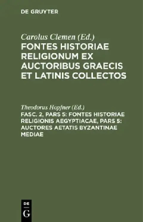 Cover of Fontes Historiae Religionis Aegyptiacae, Pars 5