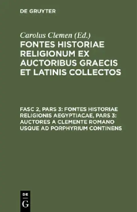 Cover of Fontes Historiae Religionis Aegyptiacae, Pars 3