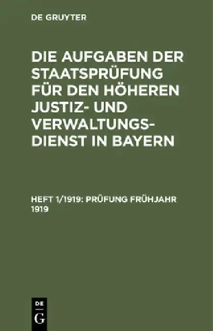 Cover of Prüfung Frühjahr 1919