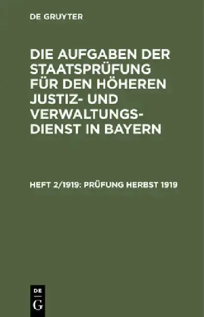 Cover of Prüfung Herbst 1919