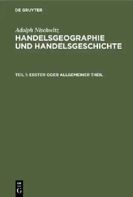 Cover of Erster Oder Allgemeiner Theil