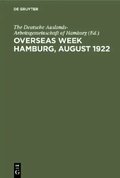 Cover of Overseas Week Hamburg, August 1922