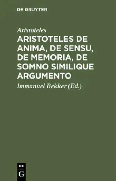Cover of Aristoteles de Anima, de Sensu, de Memoria, de Somno Similique Argumento