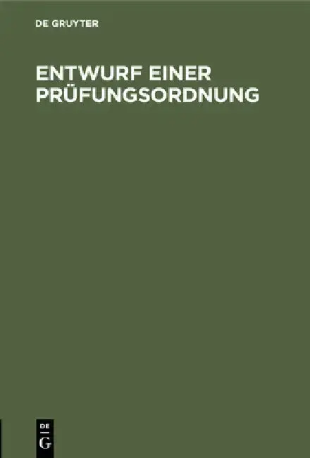 Cover of Entwurf Einer Prüfungsordnung