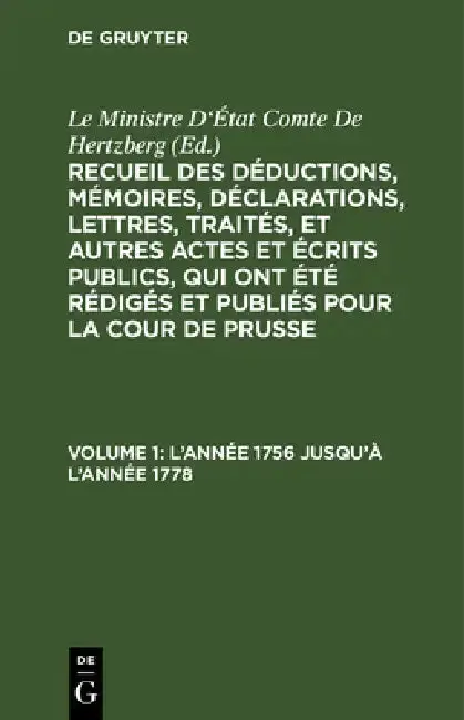 Cover of L'Année 1756 Jusqu'à l'Année 1778
