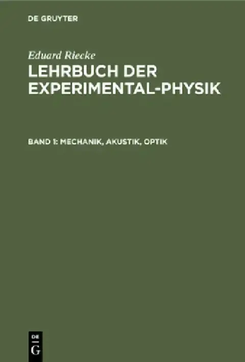 Cover of Mechanik, Akustik, Optik