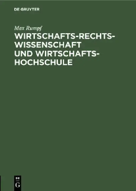Cover of Wirtschafts-Rechts-Wissenschaft Und Wirtschafts-Hochschule