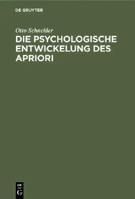 Cover of Die Psychologische Entwickelung Des Apriori