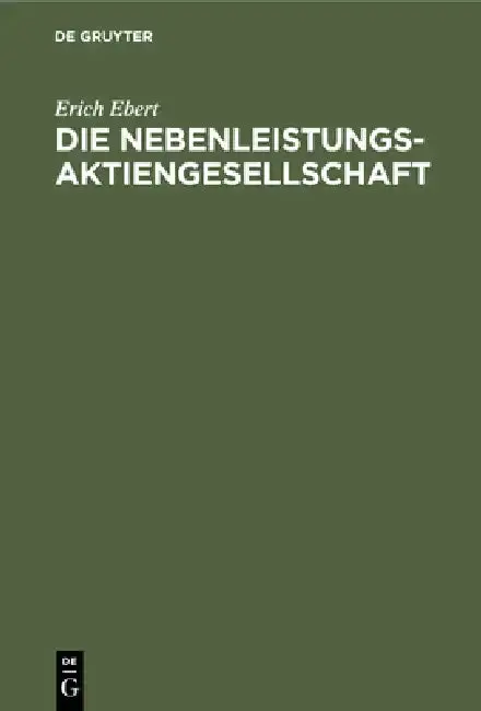 Cover of Die Nebenleistungsaktiengesellschaft