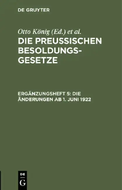 Cover of Die Änderungen AB 1. Juni 1922