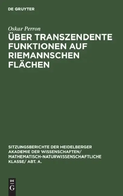Cover of Über Transzendente Funktionen Auf Riemannschen Flächen