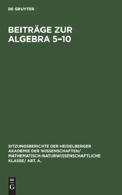 Cover of Beiträge Zur Algebra 5-10