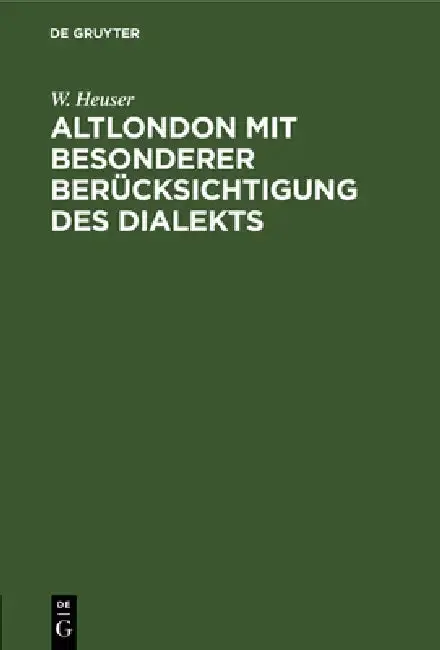 Cover of Altlondon Mit Besonderer Berücksichtigung Des Dialekts