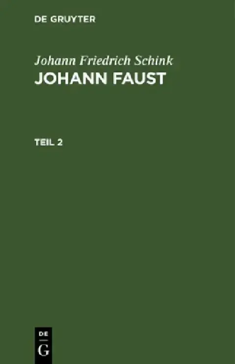 Cover of Johann Friedrich Schink