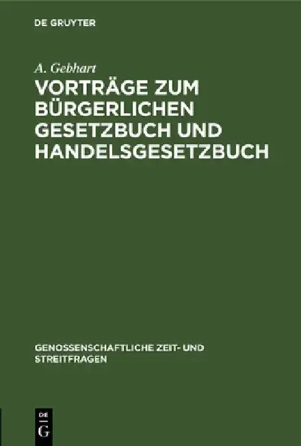 Cover of Vorträge Zum Bürgerlichen Gesetzbuch Und Handelsgesetzbuch
